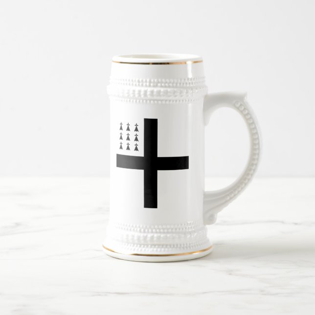 Bretagne Stein - schwarzes Kreuz u. Ermine Bierglas (Rechts)