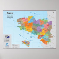 Bretagne, Verwaltungskarte 2020 (Bretonisch)