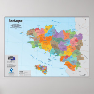 Bretagne, Verwaltungskarte 2020 (französisch) Poster