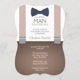 Bretelle, cravate d'arc, invitation de baby shower