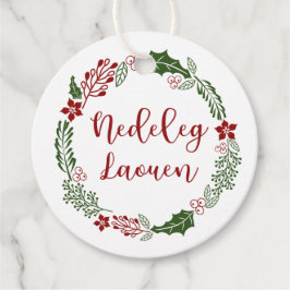 Breton Frohe Weihnachten, Nedeleg laouen, Custom Geschenkanhänger