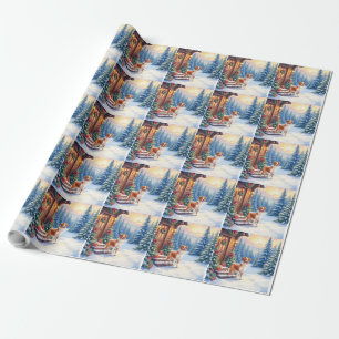 Bretonische rustikale Hütten-Weihnachts-Winter-Kun Geschenkpapier