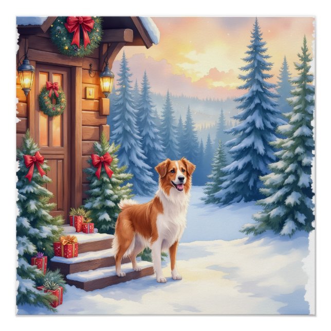 Bretonischer rustikaler Weihnachts-Winter-Kunst-Co Poster (Vorderseite)