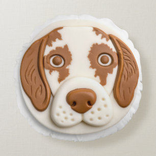 Bretonischer Spaniel Hund 3D Inspiriert Rundes Kissen