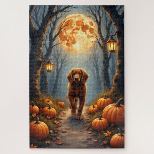 Bretonischer Spaniel Mondwald Halloween Kunst