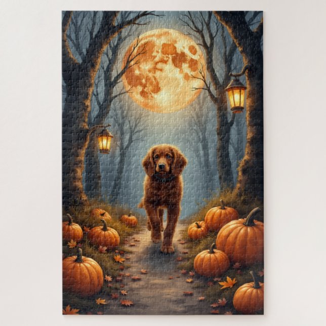 Bretonischer Spaniel Mondwald Halloween Kunst (Vertikal)