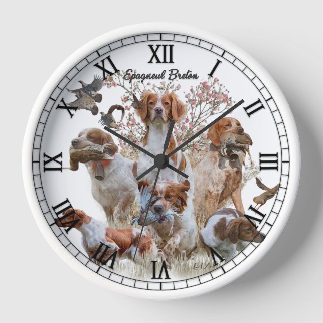 Bretonischer Spaniel Uhr (Vorderseite)