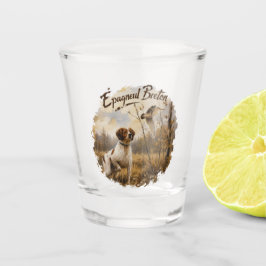 Bretonischer Spaniel und Waldschnepfe Schnapsglas
