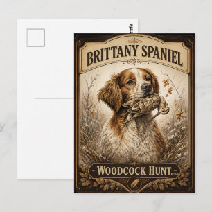 Bretonischer Spaniel – Waldschnepfenjagd Kunst Postkarte