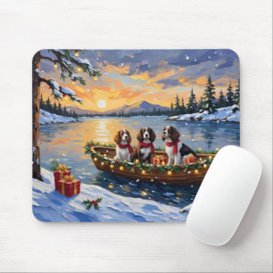 Bretonischer Spaniel Weihnachtsboot Urlaub Mousepad