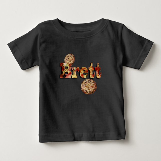 Brett, Name, Logo aus einer Pizza, Baby T-shirt (Vorderseite)