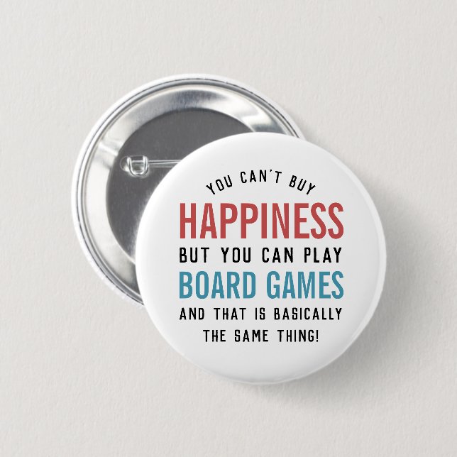 Brettspiele ist Happy Funny Board Games Lover Button (Vorne & Hinten)
