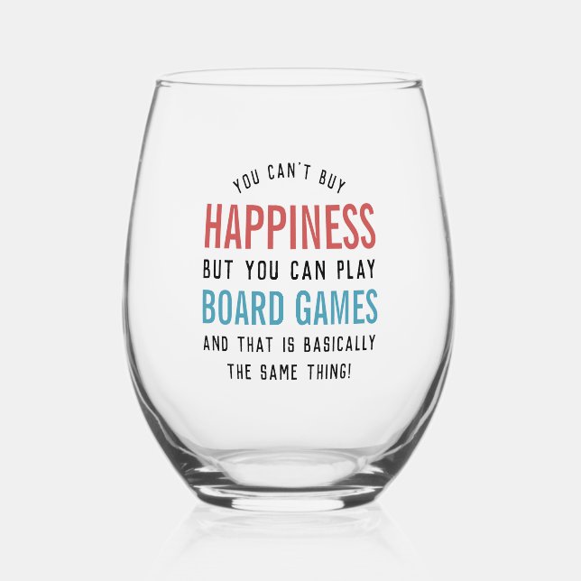 Brettspiele ist Happy Funny Board Games Lover Weinglas Ohne Stiel (Vorderseite)
