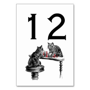 Brettspiele Zwei Katzen spielen Schach Match Rot Tischnummer