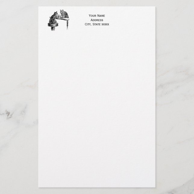 Brettspiele: Zwei Katzen spielen Schachspiel Briefpapier (Vorderseite)