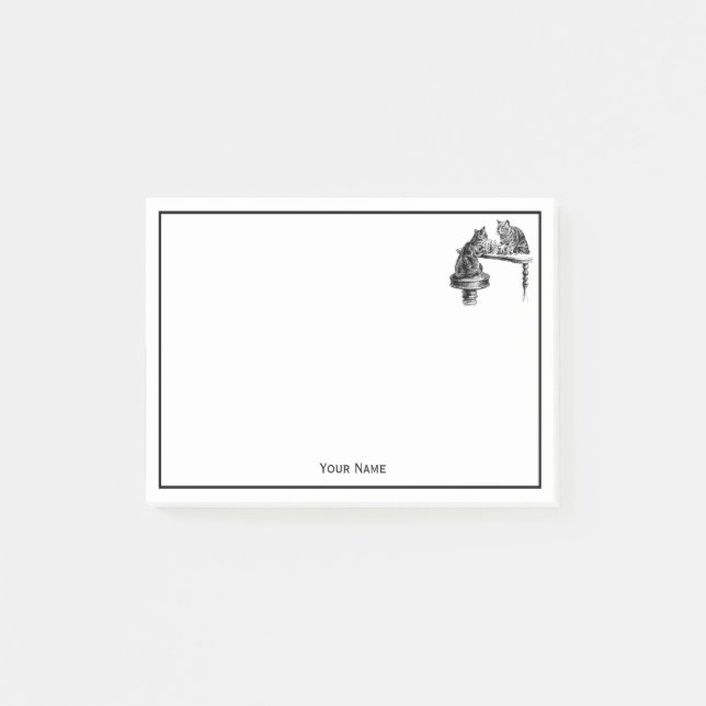 Brettspiele: Zwei Katzen spielen Schachspiel Post-it Klebezettel (Vorderseite)