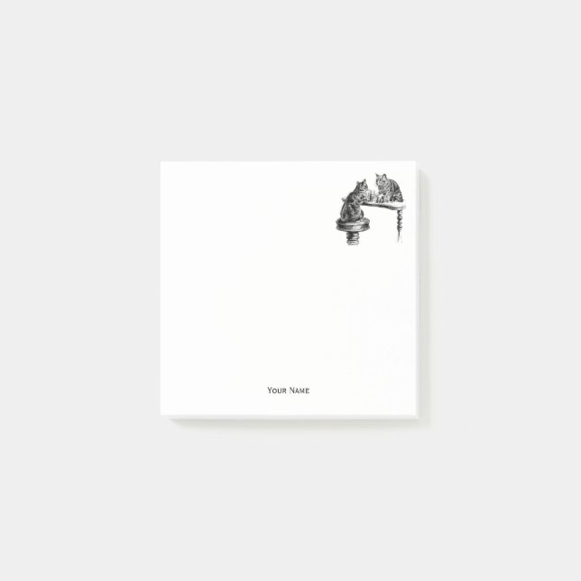 Brettspiele: Zwei Katzen spielen Schachspiel Post-it Klebezettel (Vorderseite)