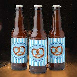 Bretzel auf bayerisch blau / weiß Streifen - Ihr t Bierflaschenetikett