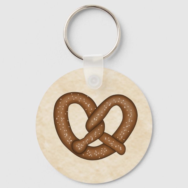 Bretzel mit Beige-Bkgd-Schlüsselanhänger Schlüsselanhänger (Vorderseite)