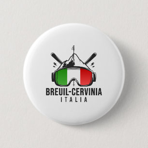 Breuil-cervinia Ski Resort Retro Skifahren Button