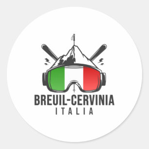Breuil-cervinia Ski Resort Retro Skifahren Runder Aufkleber