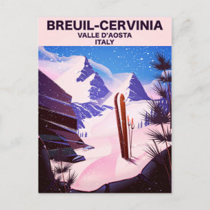 Breuil-Cervinia,Valle d’Aosta, Italien,Skiposter Postkarte
