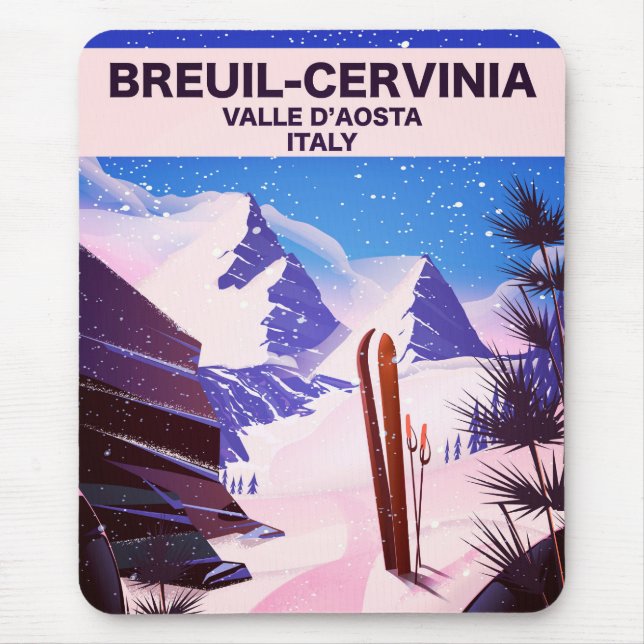 Breuil-Cervinia, Valle d’Aosta, italy, Skiposter Mousepad (Vorne)