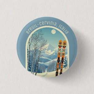 Breuil Cervinia Valtournenche italy ski Magnet Button