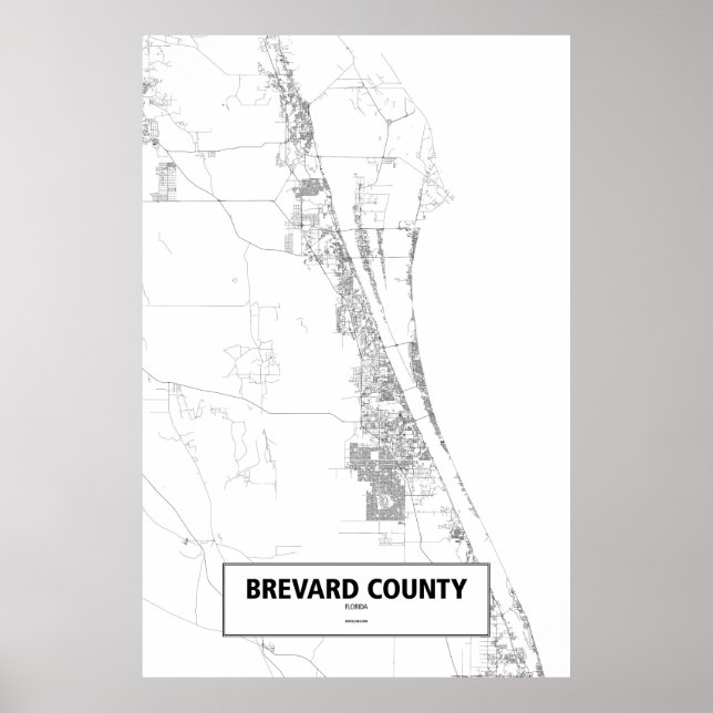 Brevard Landkreis, Florida (schwarz auf weiß) Poster (Vorne)