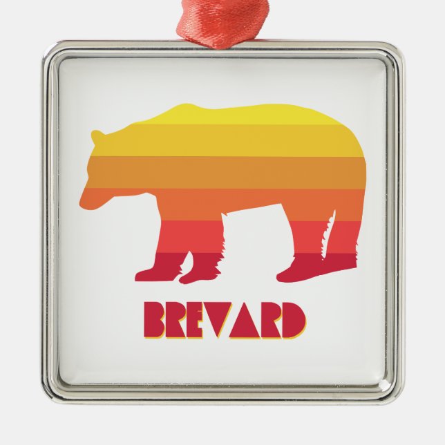 Brevard North Carolina Rainbow Bear Ornament Aus Metall (Vorne)