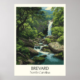 Brevard North Carolina Vintager Wasserfall Wald Poster