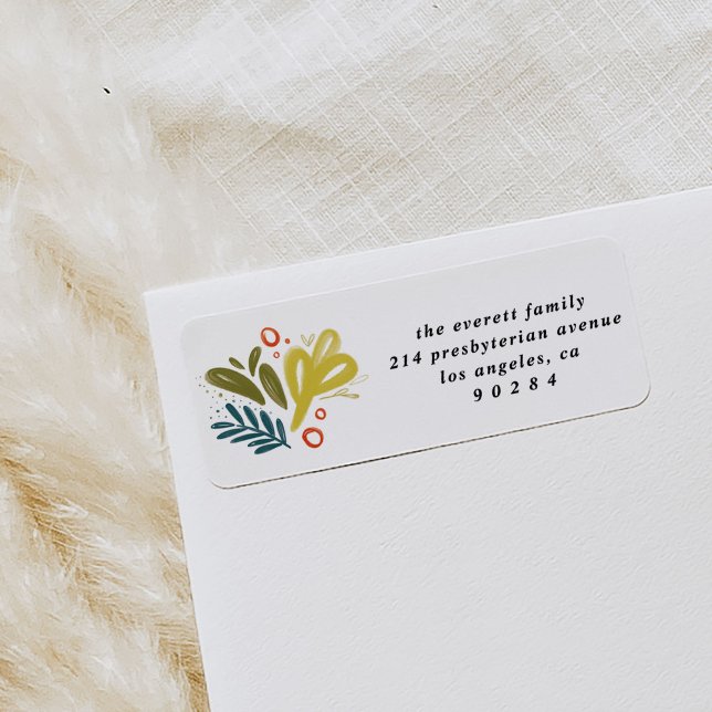 Brève | Étiquette de l'adresse de retour botanique (Watercolor botanical bramble festive return address labels.)