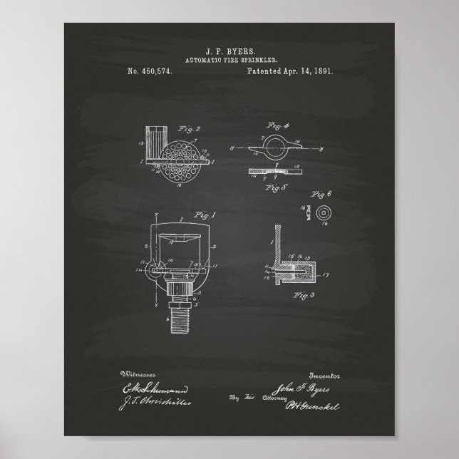 Brevet Automatique Fire Sprinkler 1891 - Tableau d (Devant)