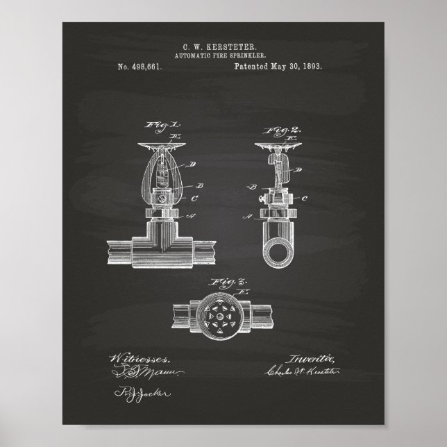 Brevet Automatique Fire Sprinkler 1893 - Tableau d (Devant)