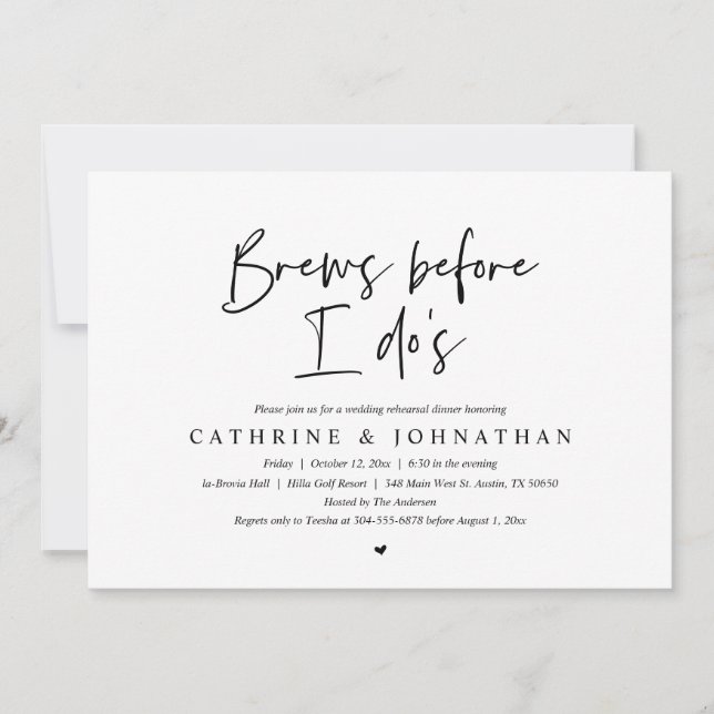 Brew, bevor ich es tue, Hochzeit Probe Dinner Einladung (Vorderseite)