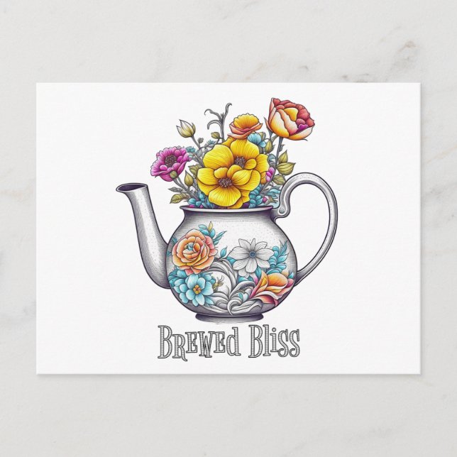 Brew Bliss Teapot Postkarte (Vorderseite)