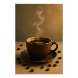 Brew de matin doré – Affiche d'art à la vapeur de