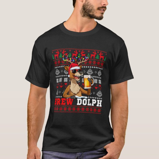 Brew Dolph Costume Drunker Reindeer Sunglasses Dri T-Shirt (Vorderseite)