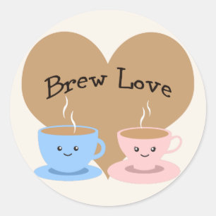 Brew Liebe! Kaffeemugs Runder Aufkleber