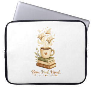 Brew. Read. Repeat. Gemütlicher Kaffee- & Bücher Laptopschutzhülle