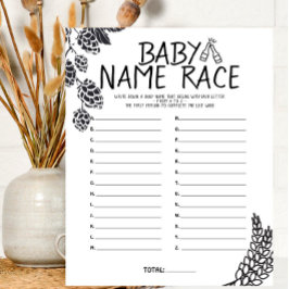 Brewery Baby - B&W - Baby Shower Name Race Game