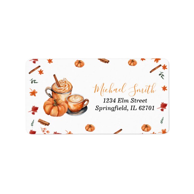 Brewing Pumpkin Spice Coffee Baby Dusche Adresse Adressaufkleber (Vorne)