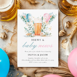 Brews & Baby News Gender Reveal Party Einladung