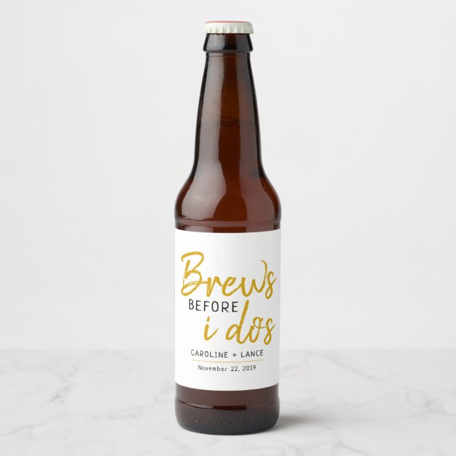 Brews Bevor ich den Co-Ed-Polterabend mache Bierflaschenetikett (Vorderseite)