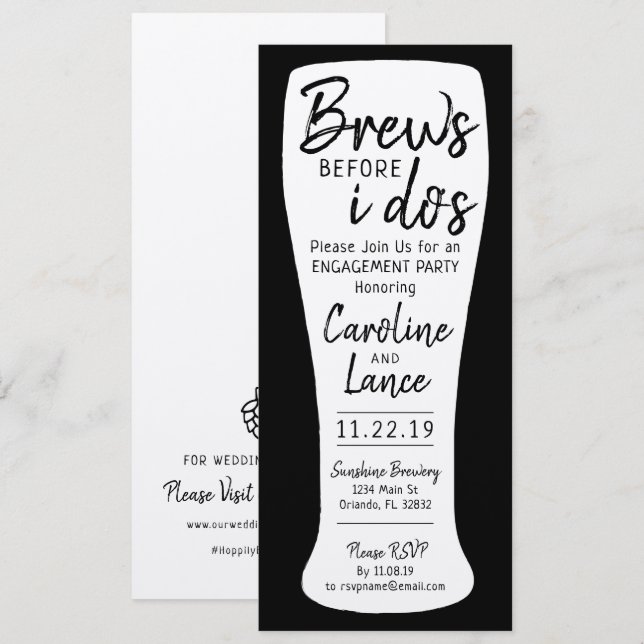 Brews, bevor ich die Verlobung Hochzeitsfeier Kraf Einladung (Vorne/Hinten)