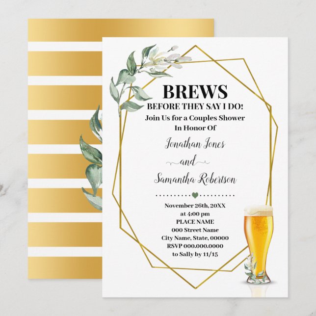 Brews bevor ich Grünen Gold Paare Dusche Einladung (Vorne/Hinten)
