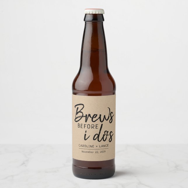 Brews Bevor ich tue Co-Ed Polterabend Kraft Bierflaschenetikett (Vorderseite)