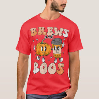 Brews & Boos Niedlich Fall Kaffee Lover Hallowee T-Shirt
