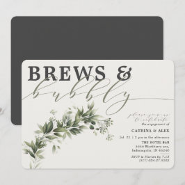 Brews Bubbly Grey Faded Greenerenerity Engagement  Einladung