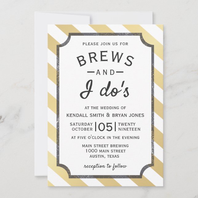 Brews et I Do's Brewery Theme Faire-part de mariag (Devant)